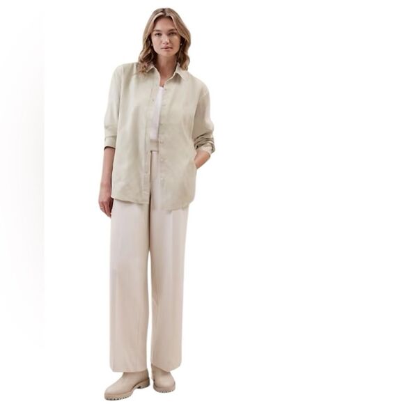 Banana Republic Factory Tops - Banana Republic Factory Vegan Suede Button Up Shirt Women's Stone Ivory XL New